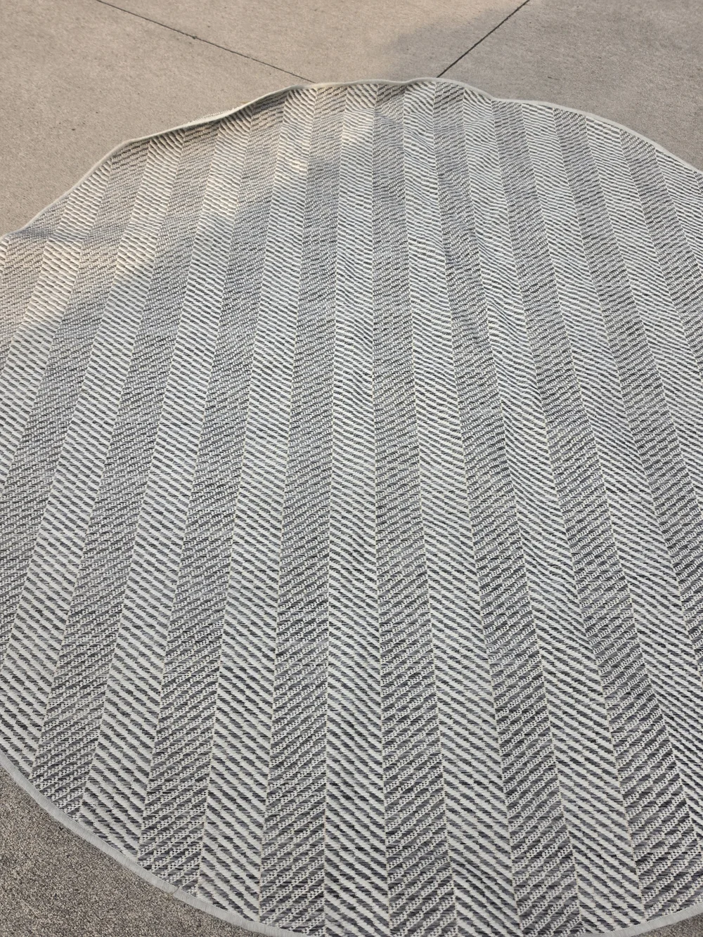 Gray Round Chevron Indoor/Outdoor Rug - Neutral Home Accent